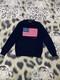 Vintage Polo Ralph Lauren Baby Blue Usa Flag Hand Knit Crewneck M Sweater
