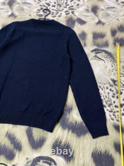 Vintage Polo Ralph Lauren Baby Blue USA Flag Hand Knit Crewneck M Sweater