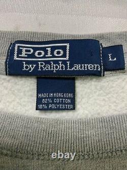 Vintage Polo Ralph Lauren Bear Sweatshirt Crewneck Size Large Gray 90s