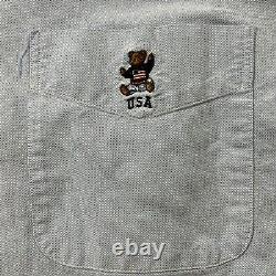 Vintage Polo Ralph Lauren Big Shirt Adult Large Oxford Teddy Bear USA 90s Mens