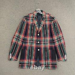 Vintage Polo Ralph Lauren Blazer Jacket Mens 40 Multicolor Plaid Linen Preppy