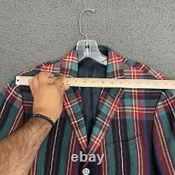Vintage Polo Ralph Lauren Blazer Jacket Mens 40 Multicolor Plaid Linen Preppy