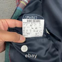 Vintage Polo Ralph Lauren Blazer Jacket Mens 40 Multicolor Plaid Linen Preppy