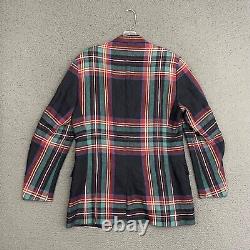 Vintage Polo Ralph Lauren Blazer Jacket Mens 40 Multicolor Plaid Linen Preppy