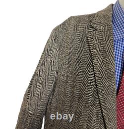 Vintage Polo Ralph Lauren Blazer Jacket SILK LINEN Tan Herringbone Men's 46R