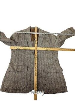 Vintage Polo Ralph Lauren Blazer Jacket SILK LINEN Tan Herringbone Men's 46R