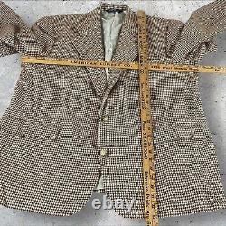 Vintage Polo Ralph Lauren Blazer Men's 46L 3/2 Roll Wool Houndstooth USA R4