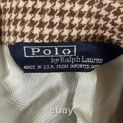 Vintage Polo Ralph Lauren Blazer Men's 46L 3/2 Roll Wool Houndstooth USA R4