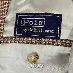 Vintage Polo Ralph Lauren Blazer Men's 46L 3/2 Roll Wool Houndstooth USA R4