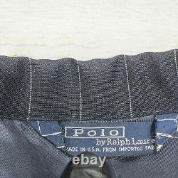 Vintage Polo Ralph Lauren Blazer Mens 38R Blue Pinstripe Worsted Union Made USA
