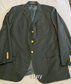 Vintage Polo Ralph Lauren Blazer Mens 50L Green Gold Button Equestrian Italy
