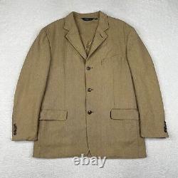Vintage Polo Ralph Lauren Blazer Mens Large Beige Herringbone Sports Coat Jacket