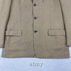 Vintage Polo Ralph Lauren Blazer Mens Large Beige Herringbone Sports Coat Jacket