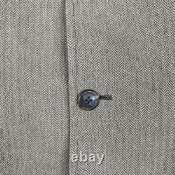 Vintage Polo Ralph Lauren Blazer Mens Large Beige Herringbone Sports Coat Jacket