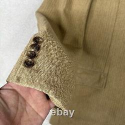 Vintage Polo Ralph Lauren Blazer Mens Large Beige Herringbone Sports Coat Jacket