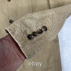 Vintage Polo Ralph Lauren Blazer Mens Large Beige Herringbone Sports Coat Jacket