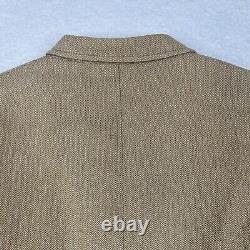 Vintage Polo Ralph Lauren Blazer Mens Large Beige Herringbone Sports Coat Jacket