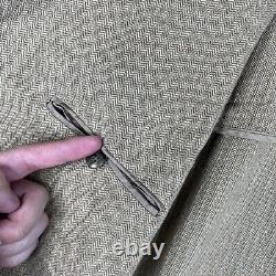 Vintage Polo Ralph Lauren Blazer Mens Large Beige Herringbone Sports Coat Jacket