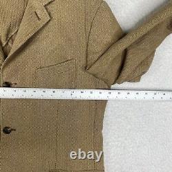 Vintage Polo Ralph Lauren Blazer Mens Large Beige Herringbone Sports Coat Jacket