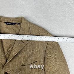Vintage Polo Ralph Lauren Blazer Mens Large Beige Herringbone Sports Coat Jacket