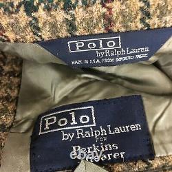 Vintage Polo Ralph Lauren Blazer Sport Coat Tweeded 3 Button Jacket Mens 44R