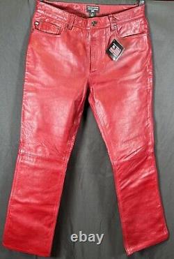 Vintage Polo Ralph Lauren Blood Red Leather Trucker Rockstar Pants- 10- Rare