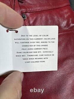 Vintage Polo Ralph Lauren Blood Red Leather Trucker Rockstar Pants- 10- Rare