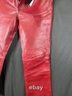 Vintage Polo Ralph Lauren Blood Red Leather Trucker Rockstar Pants- 10- Rare