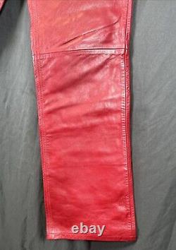Vintage Polo Ralph Lauren Blood Red Leather Trucker Rockstar Pants- 10- Rare