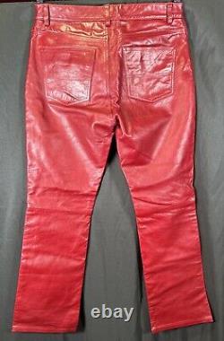 Vintage Polo Ralph Lauren Blood Red Leather Trucker Rockstar Pants- 10- Rare