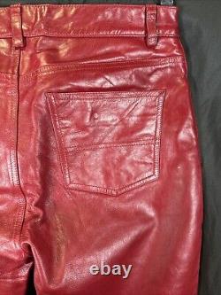 Vintage Polo Ralph Lauren Blood Red Leather Trucker Rockstar Pants- 10- Rare