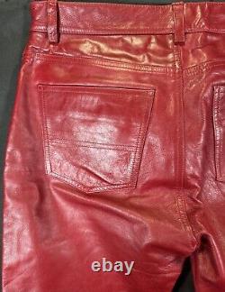 Vintage Polo Ralph Lauren Blood Red Leather Trucker Rockstar Pants- 10- Rare