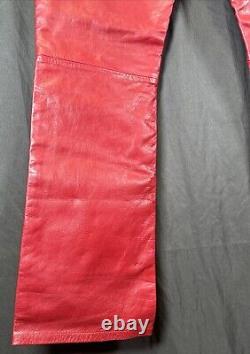 Vintage Polo Ralph Lauren Blood Red Leather Trucker Rockstar Pants- 10- Rare