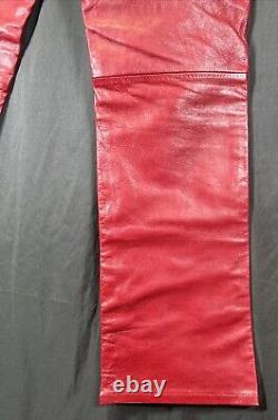 Vintage Polo Ralph Lauren Blood Red Leather Trucker Rockstar Pants- 10- Rare