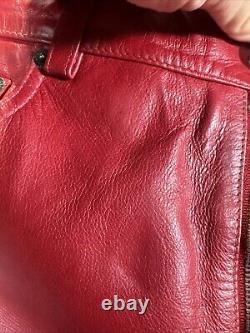 Vintage Polo Ralph Lauren Blood Red Leather Trucker Rockstar Pants- 10- Rare