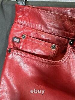 Vintage Polo Ralph Lauren Blood Red Leather Trucker Rockstar Pants- 10- Rare
