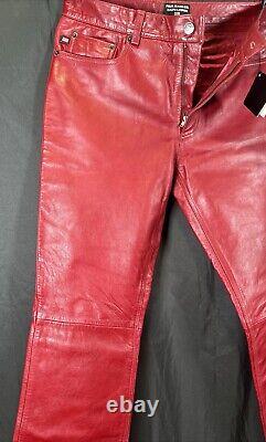 Vintage Polo Ralph Lauren Blood Red Leather Trucker Rockstar Pants- 10- Rare