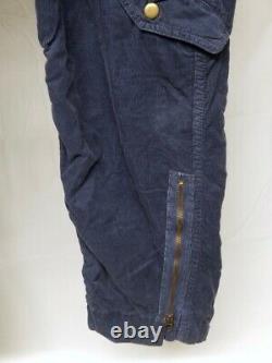 Vintage Polo Ralph Lauren Blue Corduroy Army Military Cargo Pant 36x32 Zip Ankle