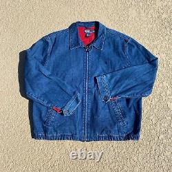 Vintage Polo Ralph Lauren Blue Denim Harrington Jacket insulated Sz XXL