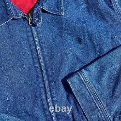 Vintage Polo Ralph Lauren Blue Denim Harrington Jacket insulated Sz XXL