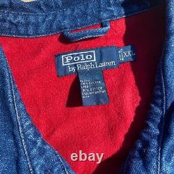 Vintage Polo Ralph Lauren Blue Denim Harrington Jacket insulated Sz XXL