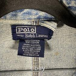 Vintage Polo Ralph Lauren Blue Denim Jacket Corduroy Collar Large Light Wash