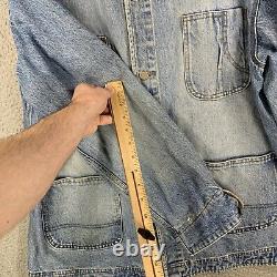 Vintage Polo Ralph Lauren Blue Denim Jacket Corduroy Collar Large Light Wash