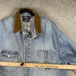 Vintage Polo Ralph Lauren Blue Denim Jacket Corduroy Collar Large Light Wash