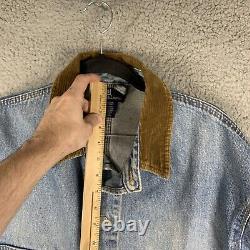 Vintage Polo Ralph Lauren Blue Denim Jacket Corduroy Collar Large Light Wash