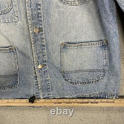 Vintage Polo Ralph Lauren Blue Denim Jacket Corduroy Collar Large Light Wash