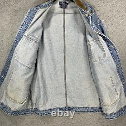 Vintage Polo Ralph Lauren Blue Denim Jacket Corduroy Collar Large Light Wash