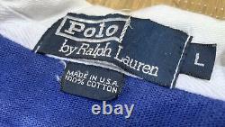 Vintage Polo Ralph Lauren Blue Rugby Shirt Made in USA Men's Large