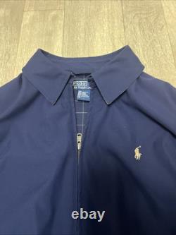 Vintage Polo Ralph Lauren Bomber Jacket Blue Full Zip Size M 90s Style