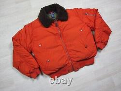 Vintage Polo Ralph Lauren Bomber Jacket Men's (M) Orange Down Fur Collar Y2K